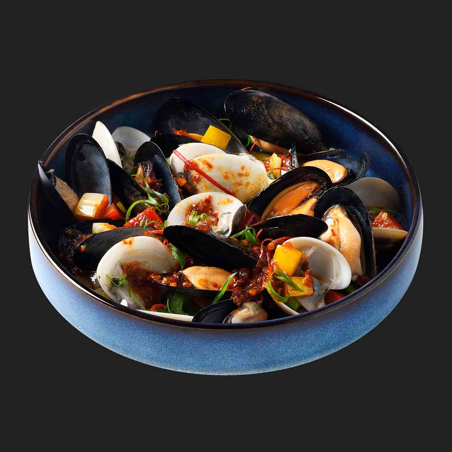 หอยตลับและหอยแมลงภู่พริกเผา